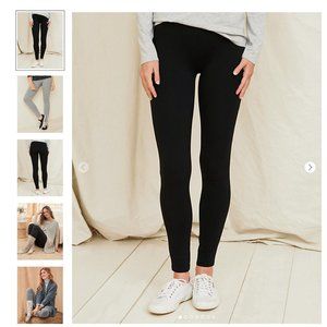 Garnet Hill Everyday Cotton Knit Leggings in Black Size Small NWT